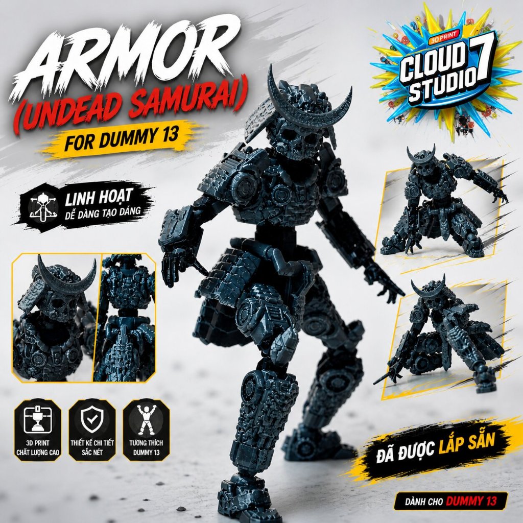 Dummy 13 Armor Undead Samurai | Bộ Giáp Samurai In 3D, Khớp Linh Hoạt, Figure Robot