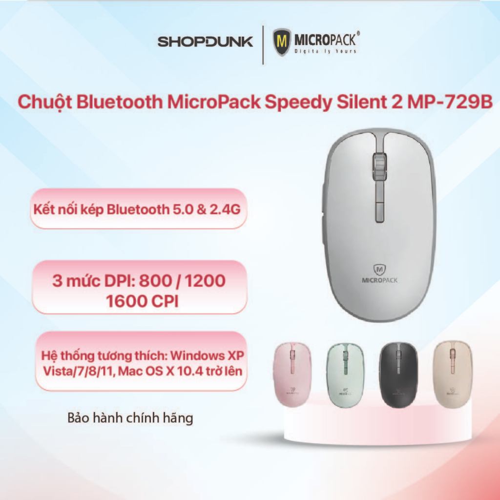 Chuột Bluetooth MicroPack Speedy Silent 2 MP-729B Chính hãng