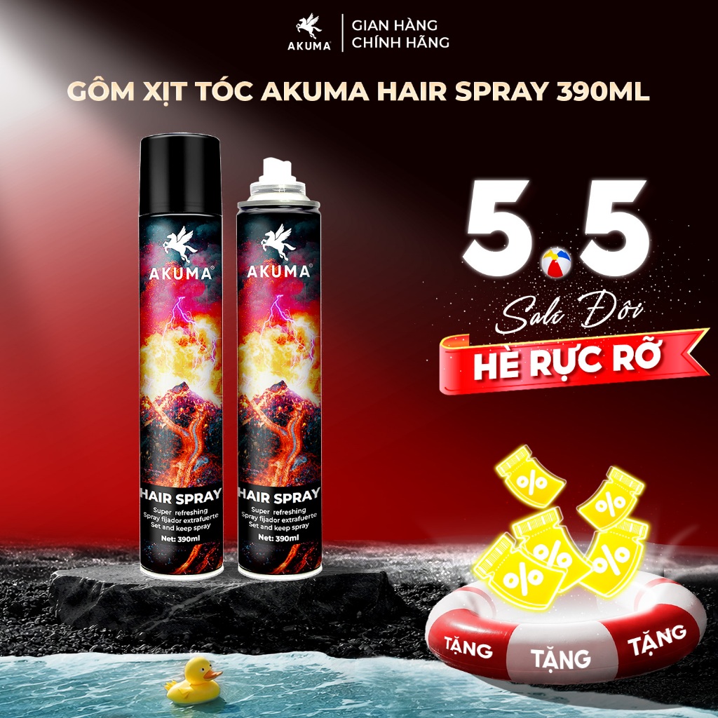 Gôm Xịt Giữ Nếp Tóc AKUMA HAIR SPRAY 390ml Hương Nước Hoa Chính Hãng Akuma