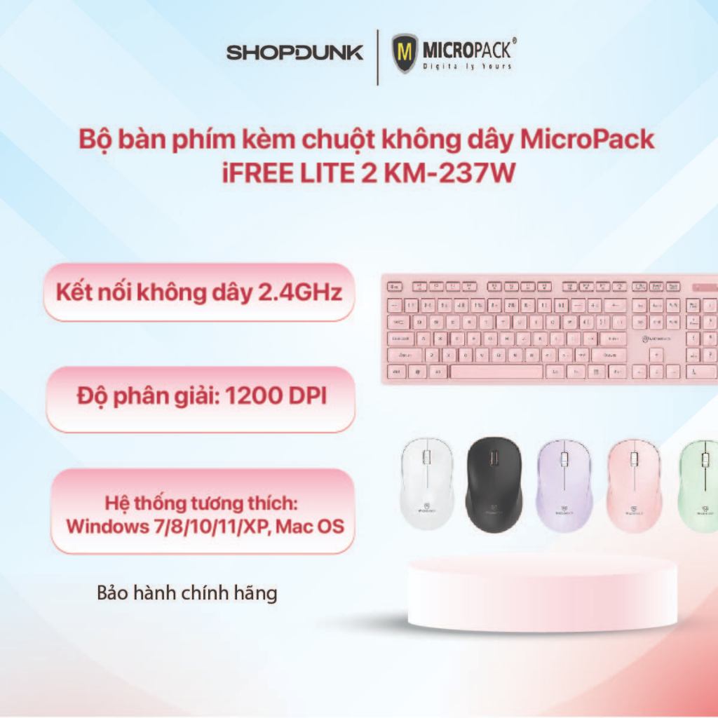 Bộ bàn phím kèm chuột không dây MicroPack iFREE LITE 2 KM-237W