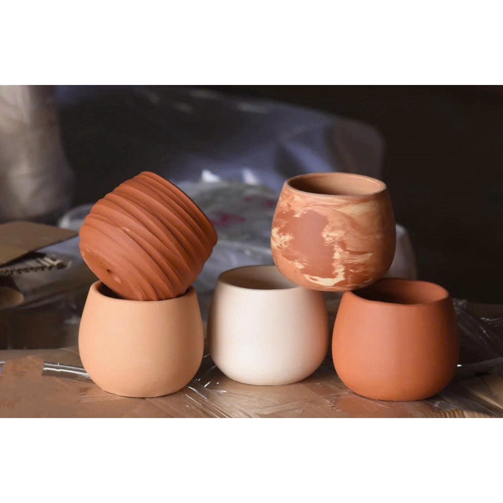 Chậu Đất Nung Dáng LU Mini, Chậu Đất Nung Trồng Sen Đá, Xương Rồng, Mix Tiểu Cảnh, Cây Size Nhỏ