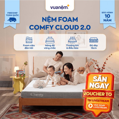 Nệm Foam Comfy Cloud 2.0 cải thiện cột sống, giảm nhức mỏi toàn thân, thoáng mát