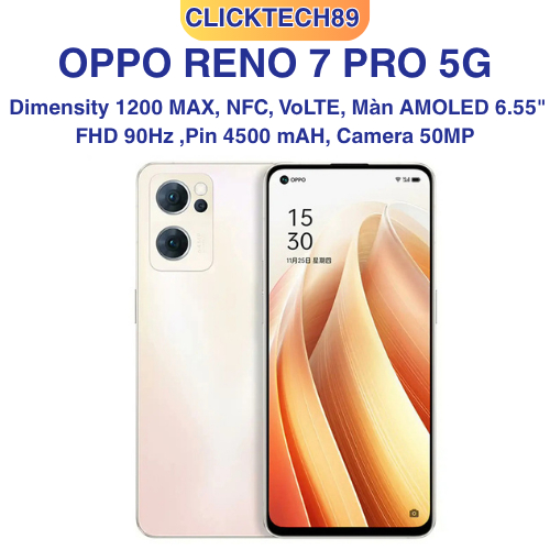 Điện thoại OPPO Reno7 Pro 5G 8GB/256GB Dimensity 1200 Max AMOLED 90Hz NFC VoLTE