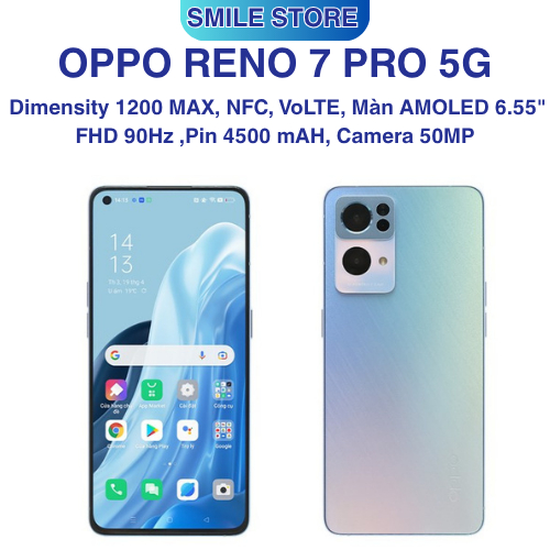 Điện thoại OPPO Reno7 Pro 5G NFC VoLTE 8GB/256GB Dimensity 1200 Max AMOLED 90Hz