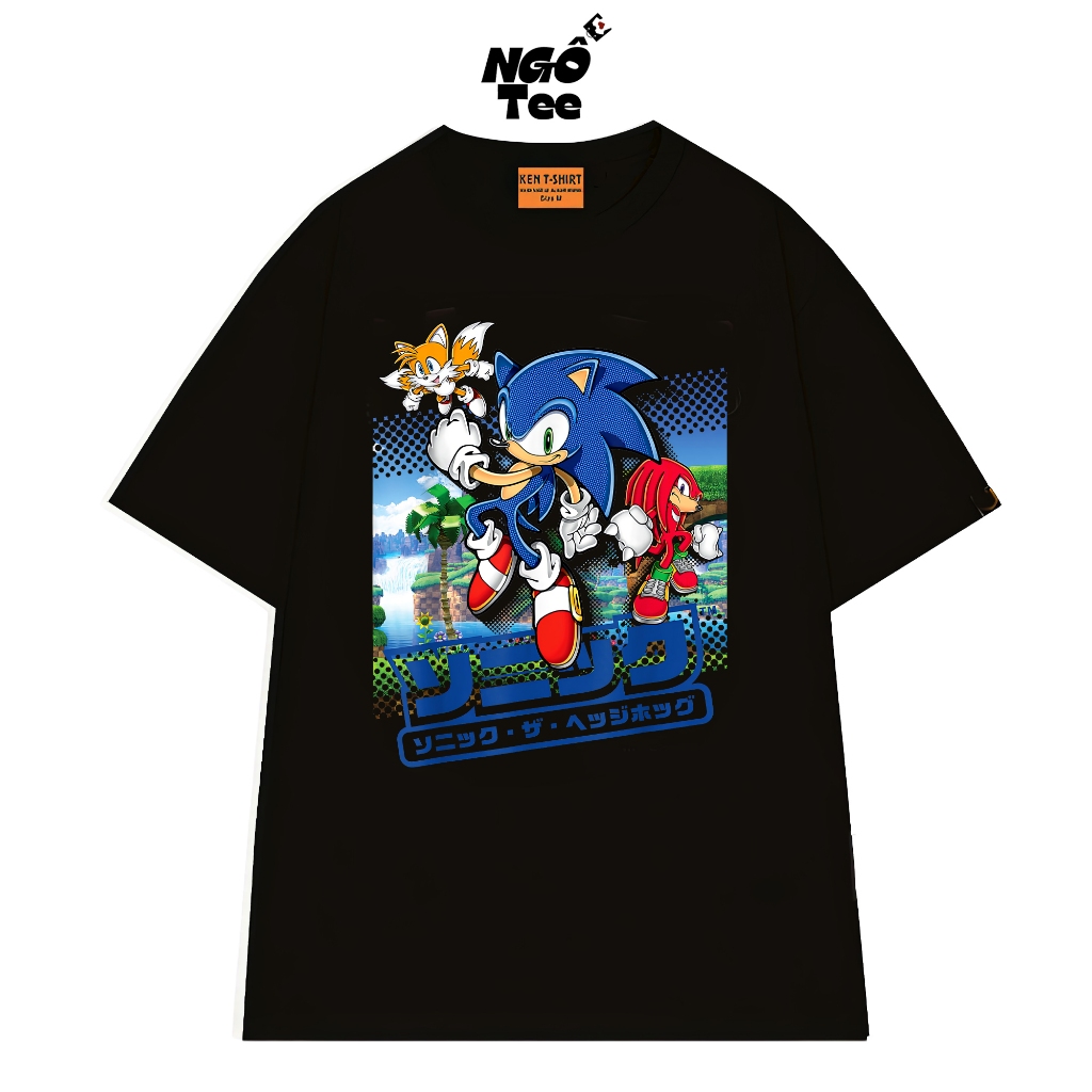 Áo Thun Hoạt Hình NGỐ TEE Poster Team Nhím Sonic Tails Knuckles Vải Cotton Thoáng Mát