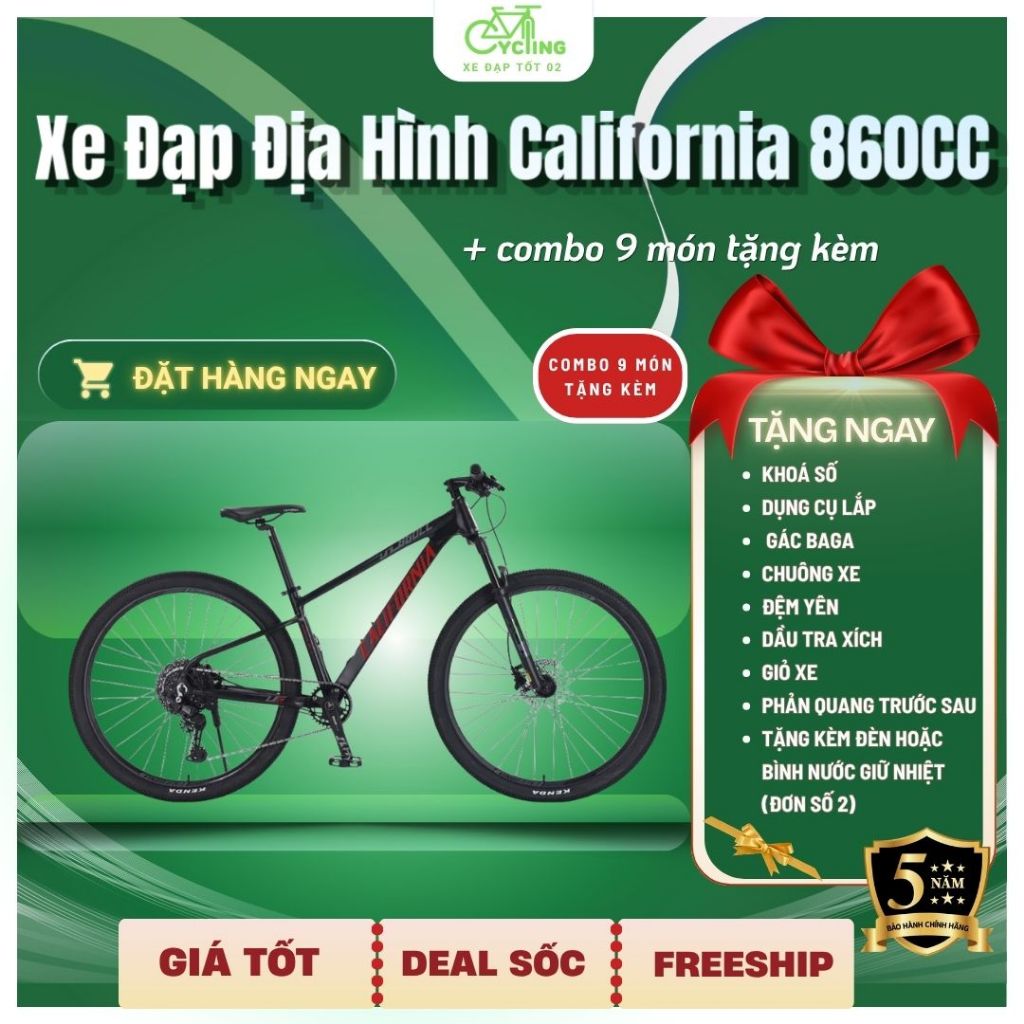 Xe Đạp Địa Hình California 860CC – Xe MTB 29 Inch Nhôm 6061 Shimano 10 Tốc Độ Phanh Dầu Êm Mạnh