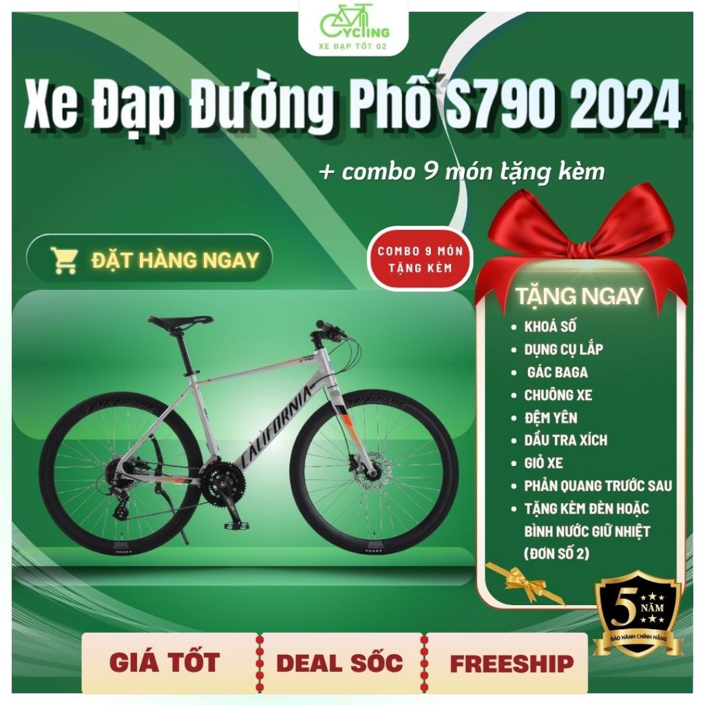 Xe Đạp Đường Phố S790 2026 – Xe Đạp Touring California, Nhôm 6061 Shimano 24 Tốc Độ Phanh Dầu Êm
