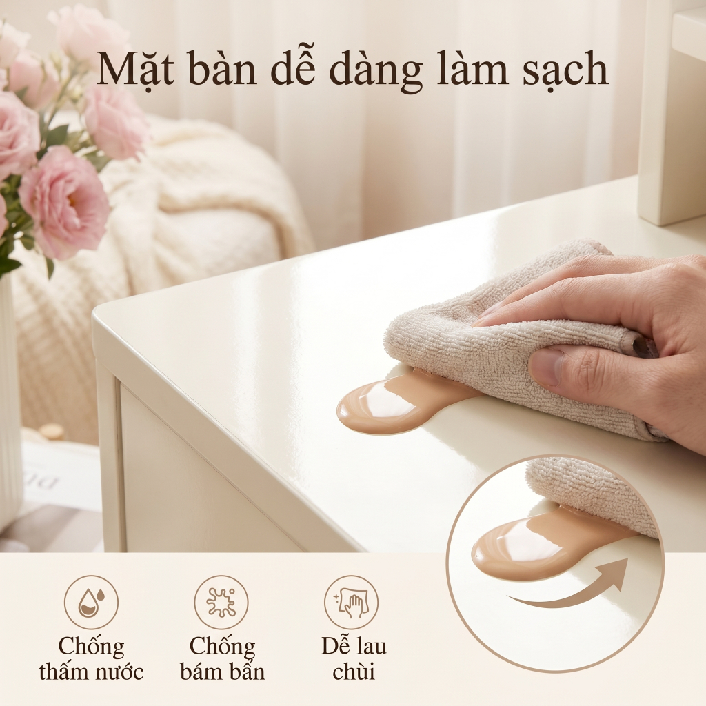 BM Bàn trang điểm bệt có ngăn kéo, bàn bệt có ngăn kéo chất liệu gỗ MDF phủ Melamine | BigBuy360 - bigbuy360.vn