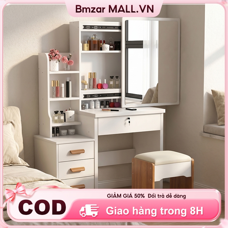 BM Bàn trang điểm bệt có ngăn kéo, bàn bệt có ngăn kéo chất liệu gỗ MDF phủ Melamine