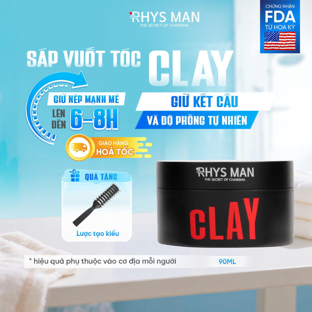 Sáp vuốt tóc 3S Airy Texture Clay bản 90g tạo kiểu tự nhiên Rhys Man