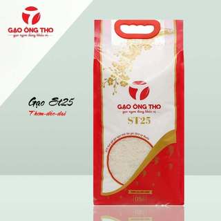 Gạo st25 túi 5kg ông thọ - cơm dẻo nhiều, thơm, dai, vị ngọt