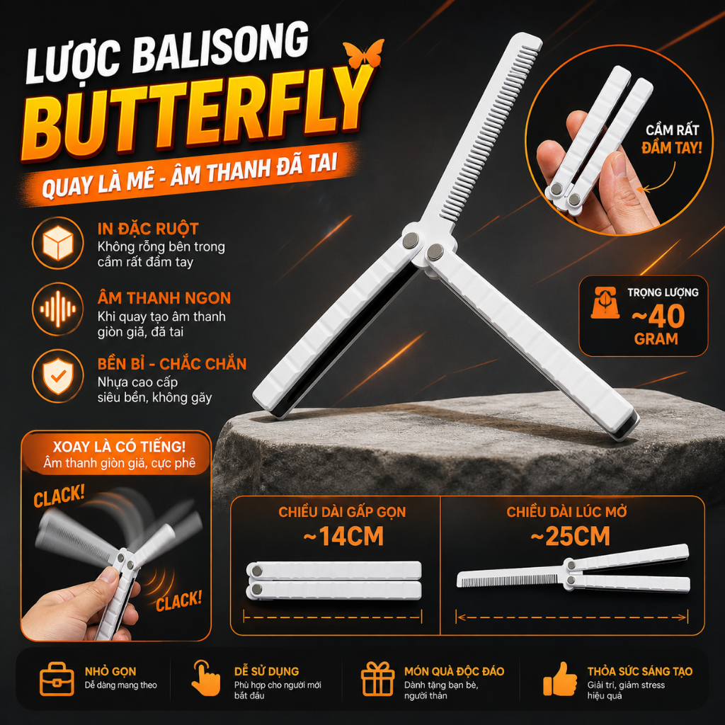 Lược chải tốc gấp gọn tiện lợi balisong