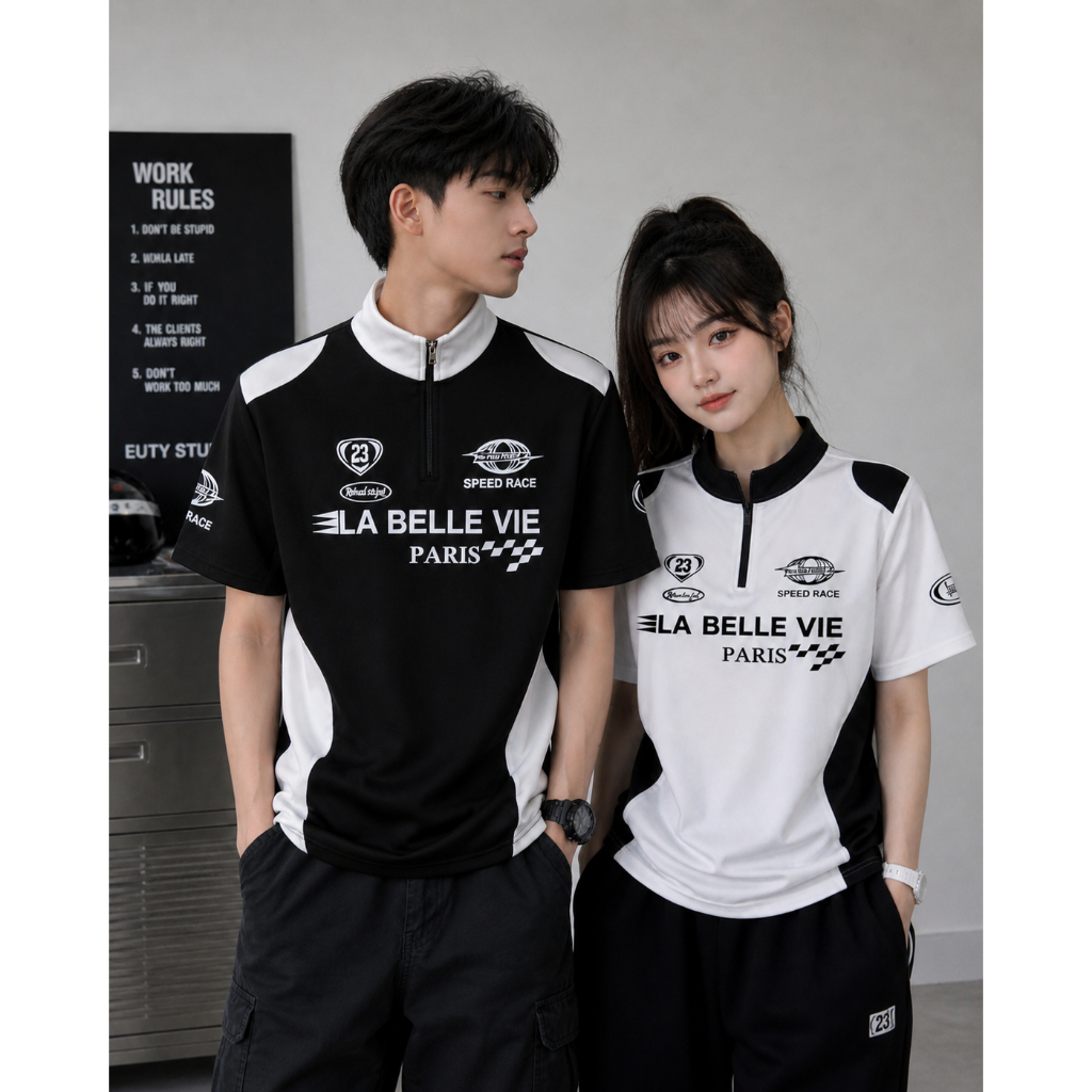 Áo Thun Unisex Racing Paris – Áo Polo Nam Nữ Form Rộng Hot Trend