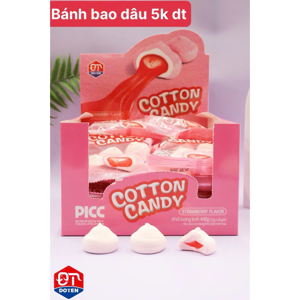 Hộp 20goi kẹo bông bánh bao vị dâu 5k