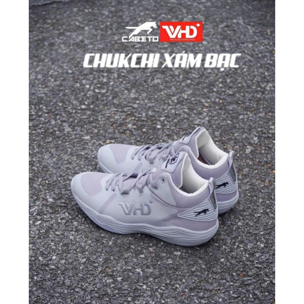 GIÀY BÓNG CHUYỀN VHD CHUKCHI GHI XÁM (Tặng kèm tất dệt kim cao cấp, cặp dây giày thay thế)