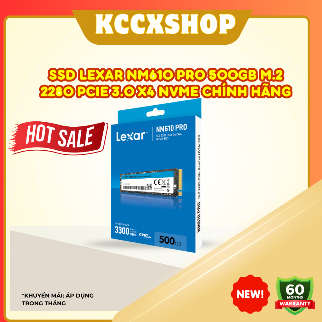 Ổ cứng SSD Lexar NM610 PRO 500GB M.2 2280 PCIe 3.0x4 (LNM610P500G-RNNNG) - Bảo hành 36 tháng