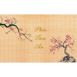 Rèm phòng thờ - Rèm in tranh vải lưới giả Trúc chỉ (Đơn giá tính theo m2)!!!