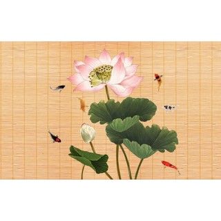 Rèm phòng thờ - Rèm in tranh vải lưới giả Trúc chỉ (Đơn giá tính theo m2)!!!