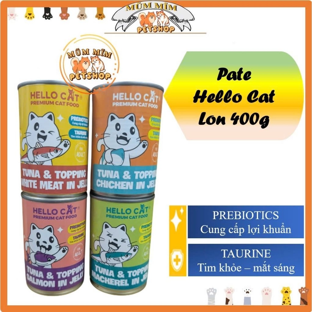 [HELLO CAT] - Pate Hello cat, pate cho mèo trưởng thành, pate lon - 400g
