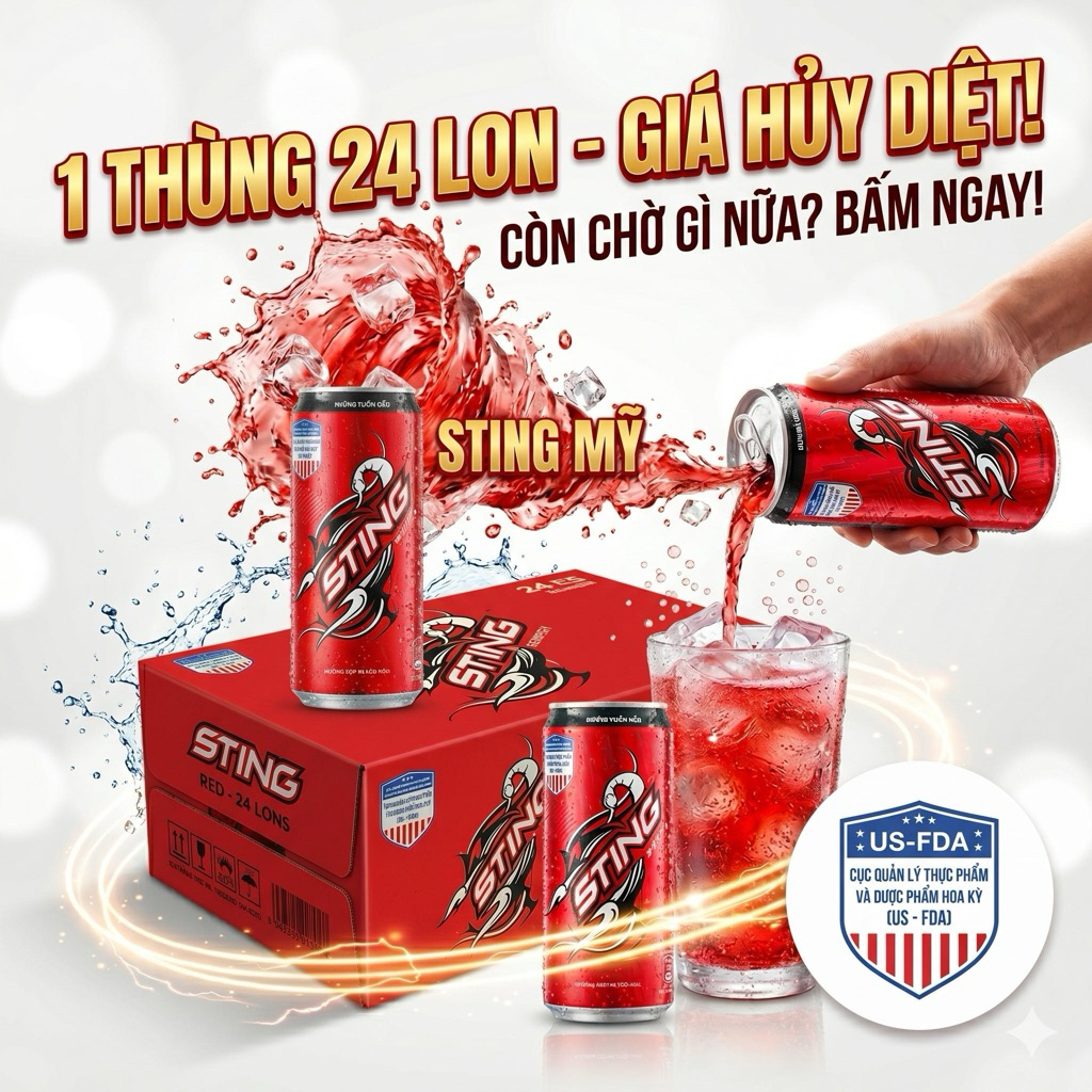 STING DÂU US - Thùng 24 lon Sting dâu - Giá hủy diệt