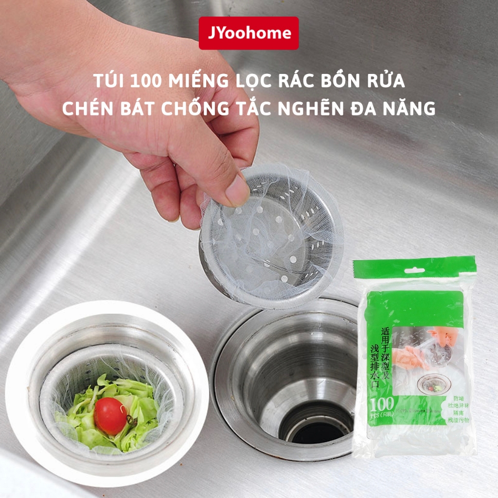 Bộ 100 Túi Lọc Rác Bồn Rửa Chén Bát JYoohome Túi Lưới Lọc Rác Rửa Bát Vải Tự…