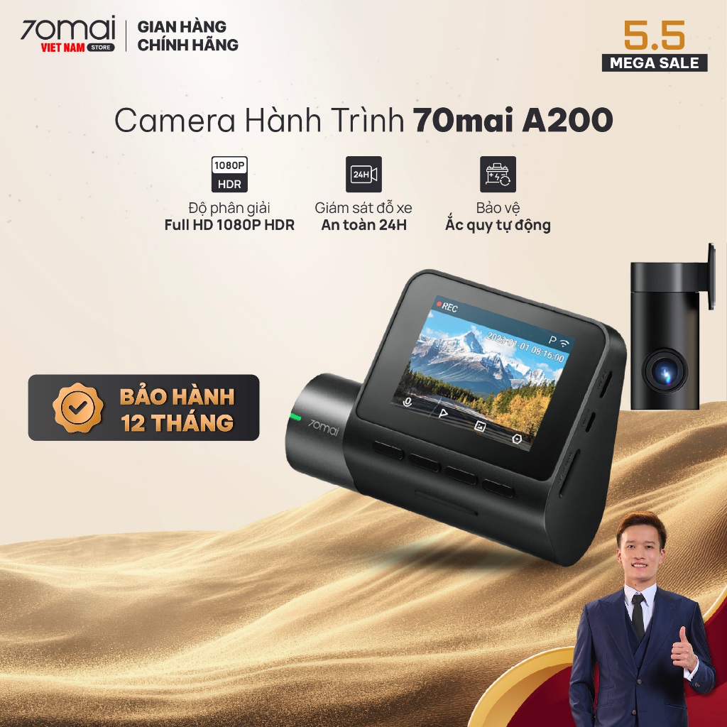 Camera hành trình ô tô 70mai A200 HDR 1080P ghi hình trước sau sắc nét, giám sát đỗ xe 24h an toàn - Bản Quốc Tế | BigBuy360 - bigbuy360.vn