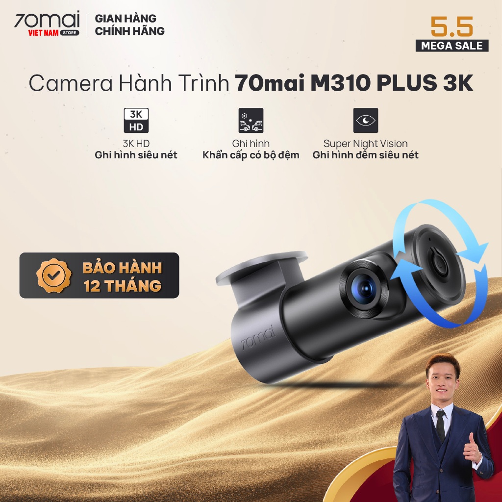 Camera Hành Trình 70mai M310 Plus 3K Phiên Bản Quốc Tế, Ghi Hình 3K HD Ra Lệnh Giọng Nói