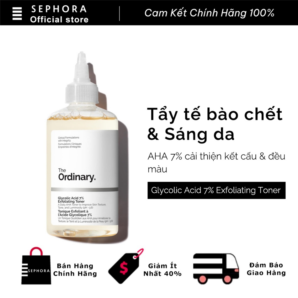 The Ordinary glycolic acid 7% tẩy tế bào chết làm sáng da Glycolic Acid 7% Toning Solution 240ml