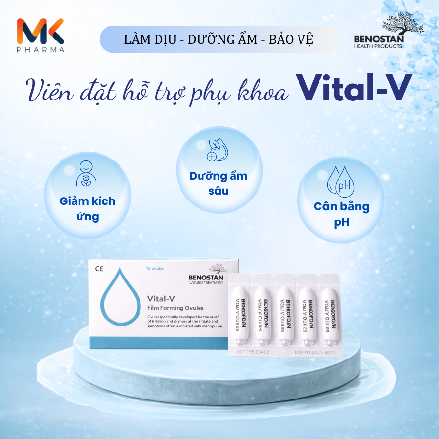 Viên đặt vùng kín VITAL-V FILM FORMING OVULES - Dưỡng ẩm sâu, phục hồi niêm mạc