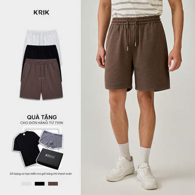 Quần Short Nỉ Nam KRIK Form Classic Chất Liệu Mềm Mại Bền Màu Ít Nhăn QS8172
