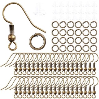 Set 100 móc khuyên tai móc câu | Phụ kiện làm bông tai handmade màu trắng & giả cổ DIY