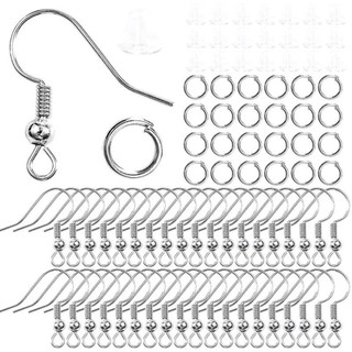 Set 100 móc khuyên tai móc câu | Phụ kiện làm bông tai handmade màu trắng & giả cổ DIY