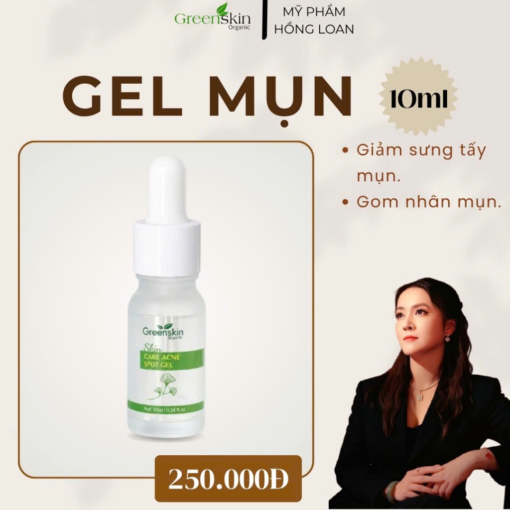 Gel mụn Hồng Loan - Gel Greenskin Organic 10ml  - Mỹ Phẩm Hồng Loan - Hồng Loan