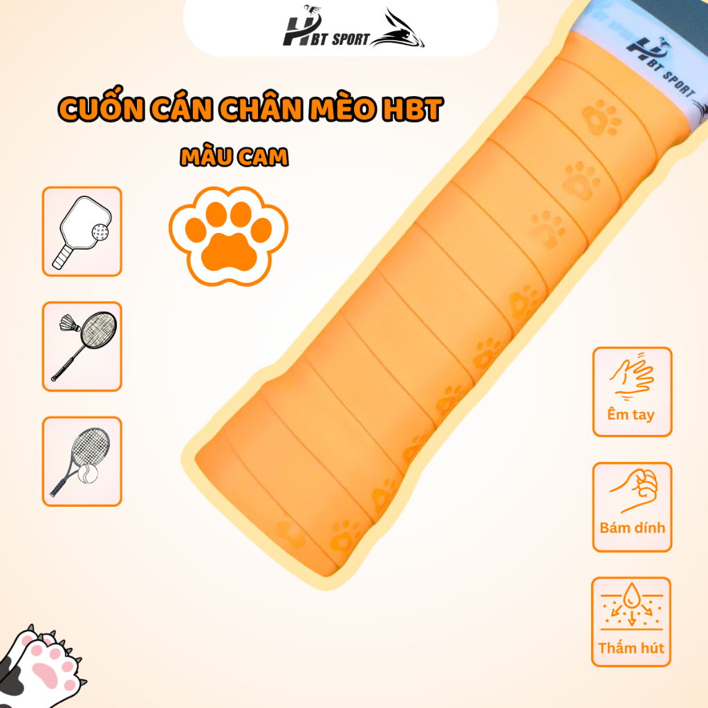 1 Chiếc (1 Cái Lẻ) Quấn Cán Chân Mèo HBT Màu Ngẫu Nhiên, Cuốn Cán Vợt Cầu Lông In Hình Chân Báo Dễ T