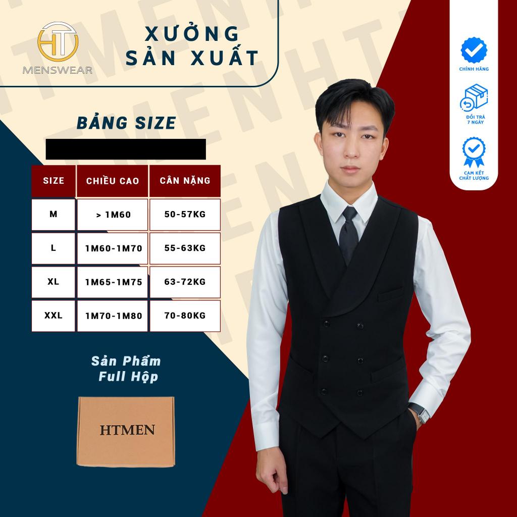 Áo gile (CỔ SAM) HTmen chất vải tuytsi 79 cao cấp, may kỹ 3 lớp, màu đen, Menswear Shirt Nhung