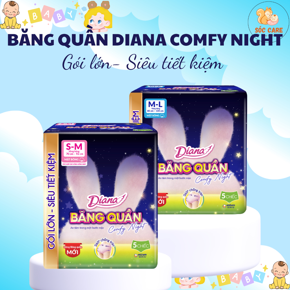 Băng Vệ Sinh Dạng Quần Diana Comfy Night 5 Miếng