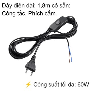 Dây đui đèn công tắc - có phích cắm, công tắc và đui đèn e27