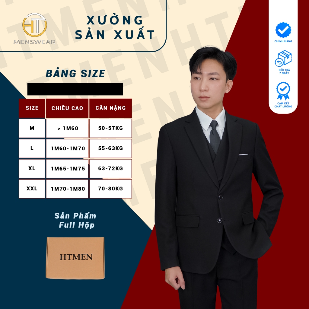 Áo vest nam Luxury HTmen 2 cúc chất vải Tuytsi 79 may kỹ 4 lớp đệm vai dày dặn Menswear