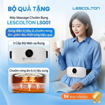 Đai Chườm Nóng Massage Bụng LESCOLTON LS001 PRO - Massage Giảm Đau Bụng Kinh Tạo Cảm Giác Dễ Chịu - Quà Tặng Cho Bạn Gái