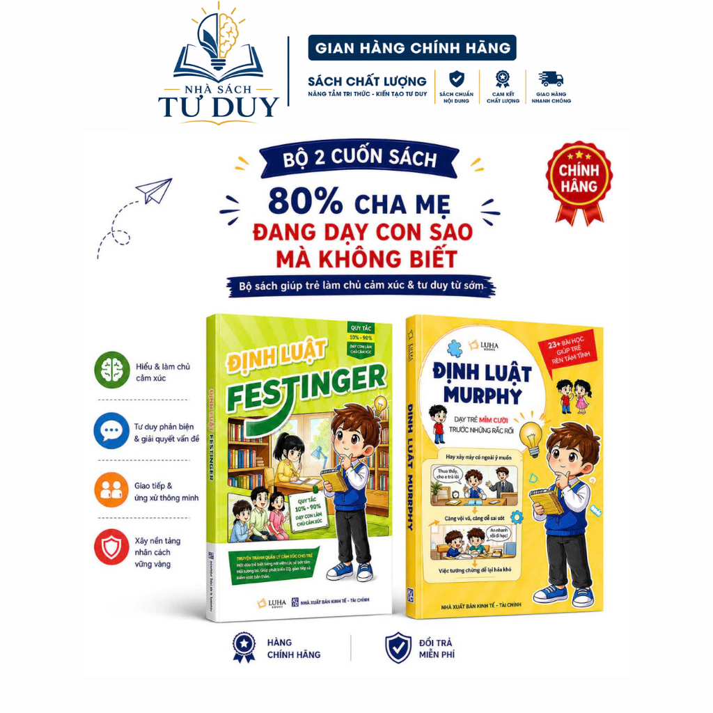 Sách - Combo 2 cuốn: Định luật Festinger + Định Luật Murphy Luha