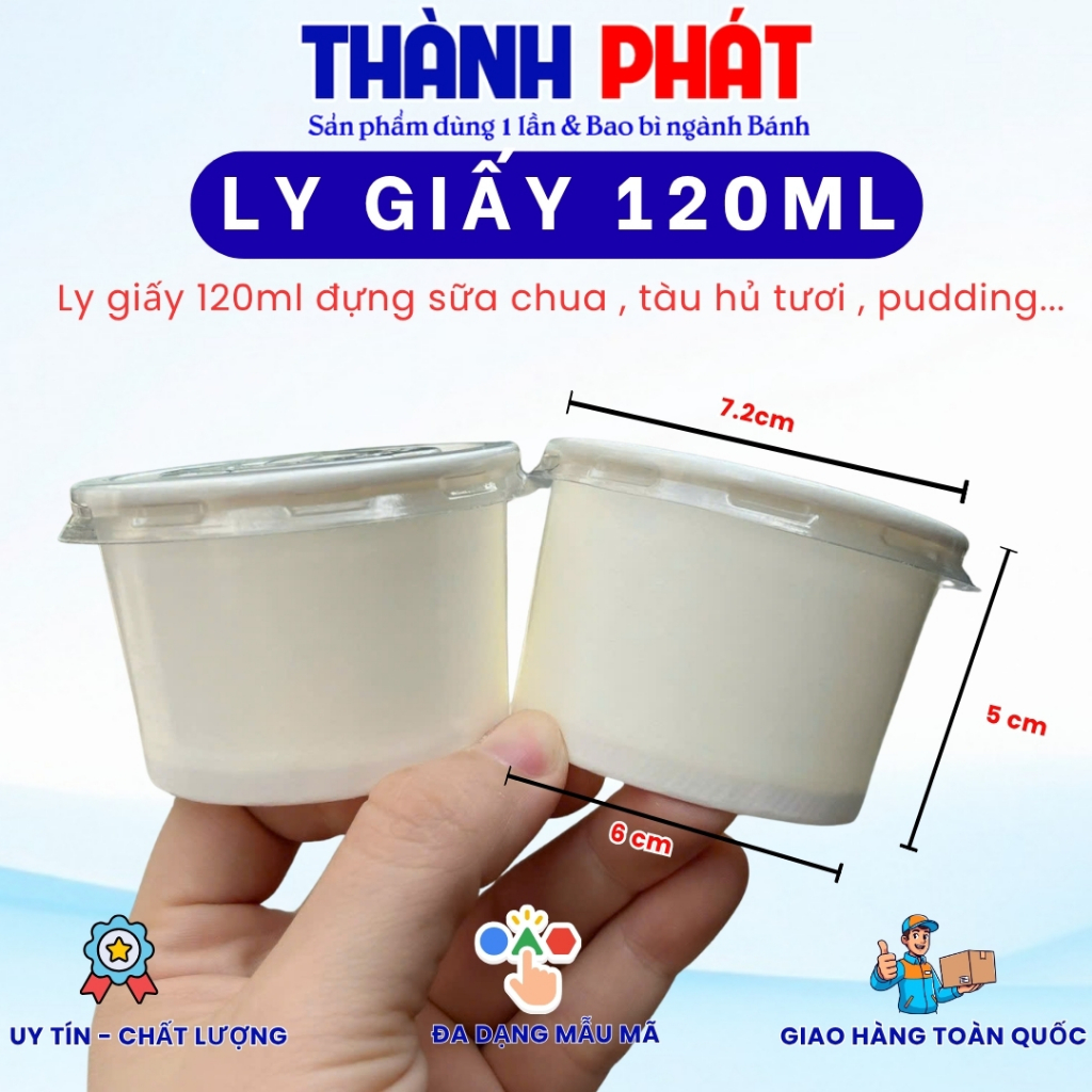 100 Ly giấy đựng sữa chua phô mai tươi 120ml - Ly giấy đựng tàu hủ singapore 120ml - Ly giấy 120ml đ