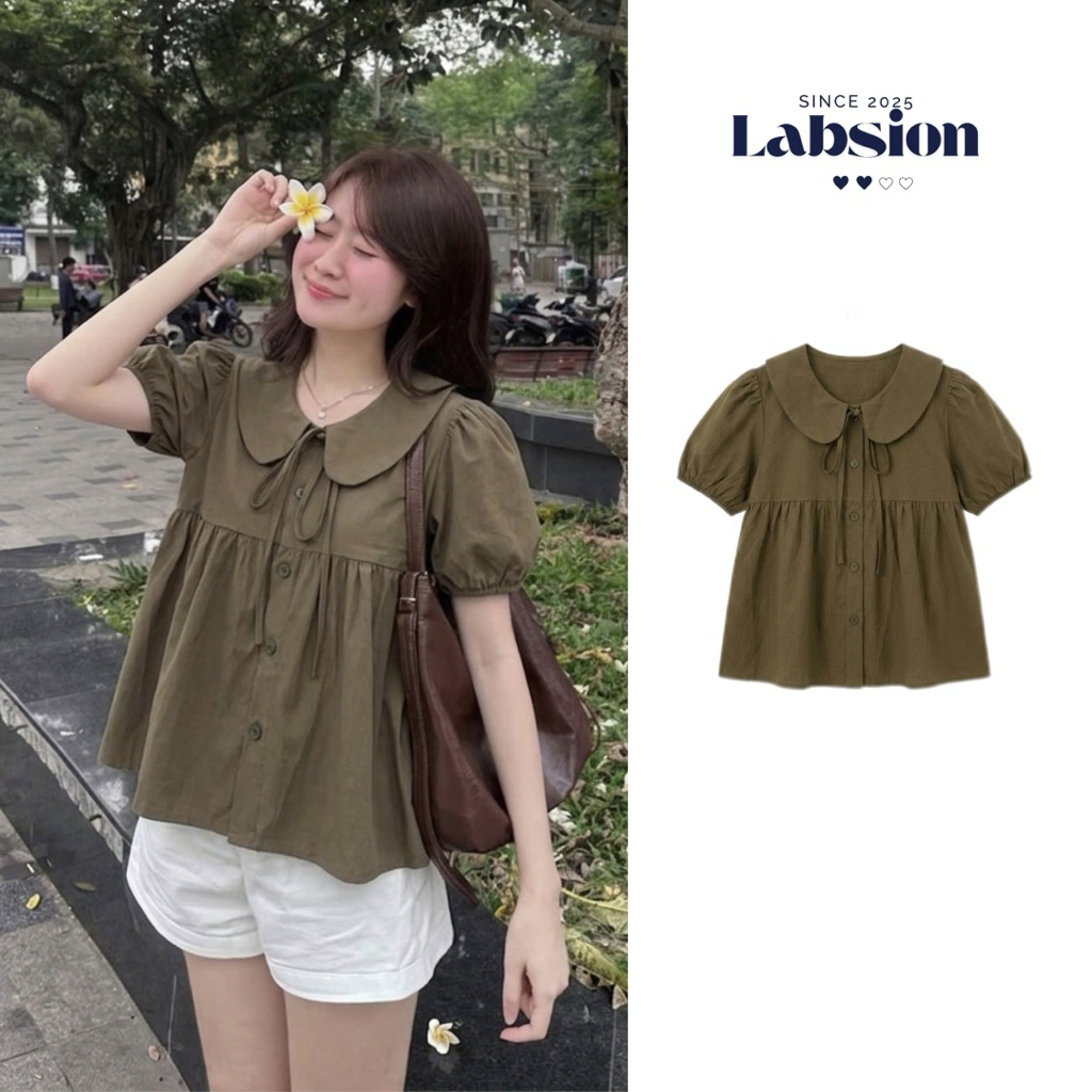 [LABSION] Áo Nơ Dây Dáng Baby Doll Chất Vải Kaki mềm -HÀNG MAY KỸ