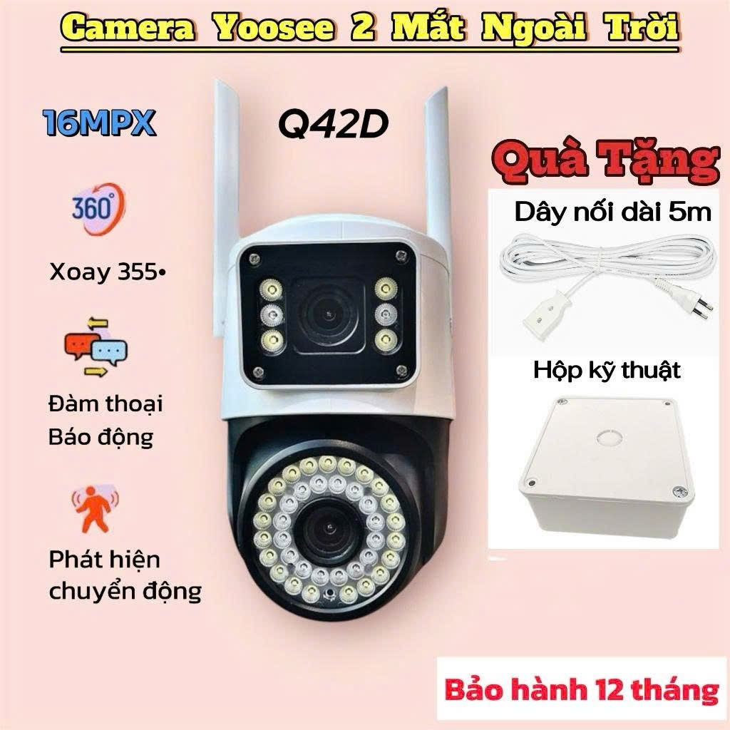 (TẶNG 2 QUÀ)Camera wifi Yoosee Ngoài Trời 2 Mắt QT36/QT36 Có Đèn Dòng Camera Quốc Dân,Có Màu ĐÊM