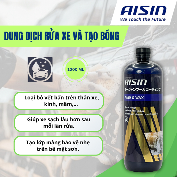 Xà phòng rửa xe có chất tạo bóng AISIN WASH & WAX 1000ML đậm đặc