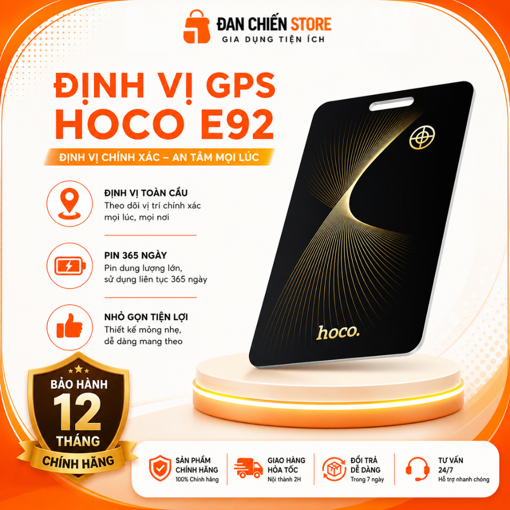 Thiết Bị Định Vị Hoco E92 - Thẻ Định Vị Sạc Không Dây IP68 Không Thấm Nước Định Vị Toàn Cầu - Đan Ch