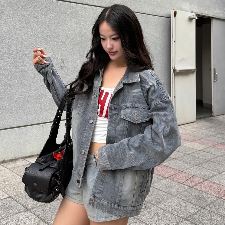 YC1996 - Áo Khoác Jeans Trơn Wash Local Brand Unisex