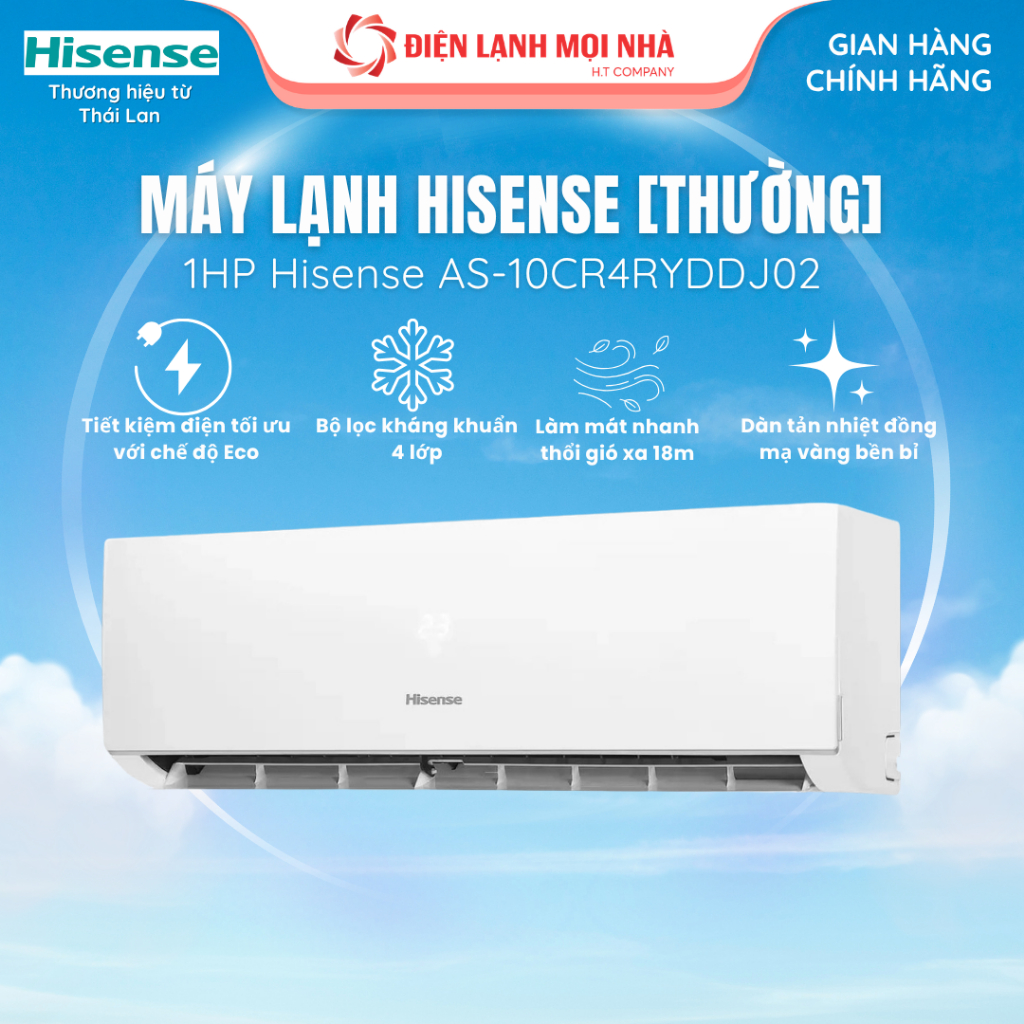Điều Hòa Hisense AS-10CR4RYDDJ02 1HP – Làm Lạnh Nhanh, Êm Ái, Tiết Kiệm Điện, Phù Hợp Phòng Nhỏ