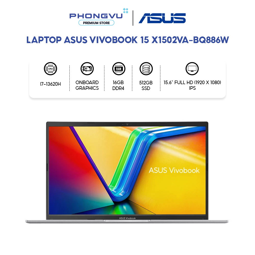 Laptop Asus Vivobook 15 X1502VA-BQ886W (i7-13620H) (Bạc) - Bảo hành 24 tháng