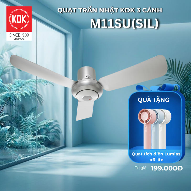 Quạt Trần Nhật KDK màu Bạc M11SU(SIL) - Bảo Hành Chính Hãng KDK
