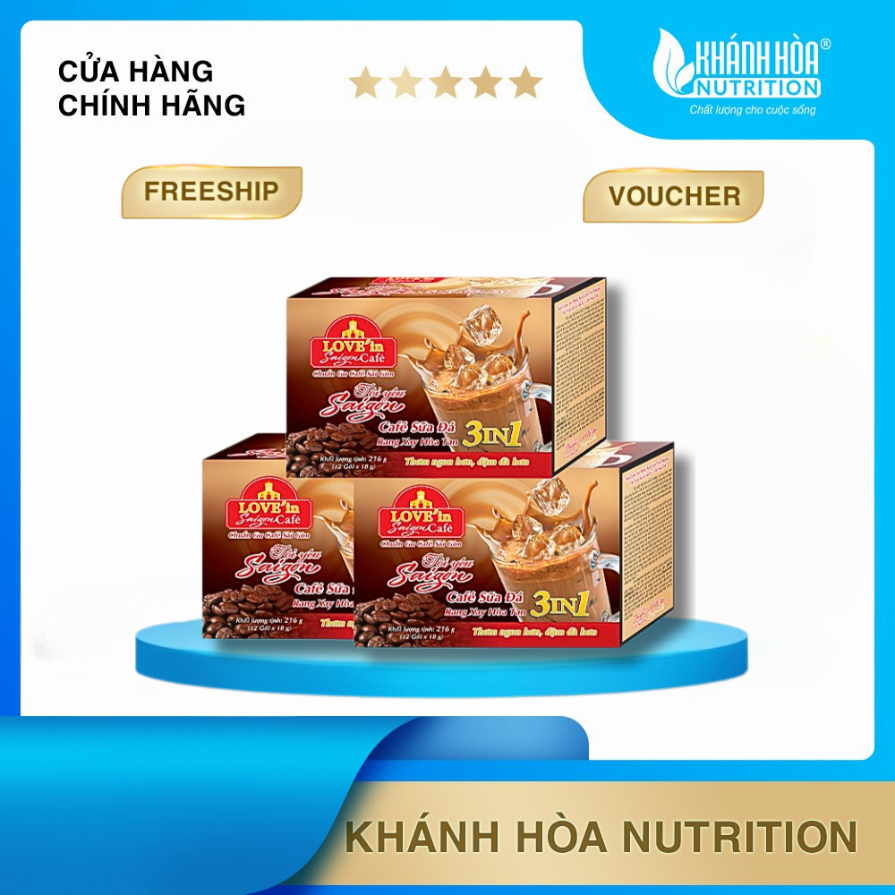 Cafe Sữa Rang Xay Hòa Tan 3IN1 LOVE’IN SAIGON- Khánh Hòa NutriFoods -Chuẩn Gu Cafe Sài Gòn Gói 18g